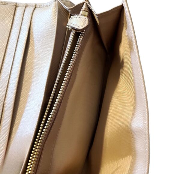 Prada (Authentic) Champagne Pink Leather & Gold w/ Bow Accent Fiocco Long Wallet - Picture 12 of 13